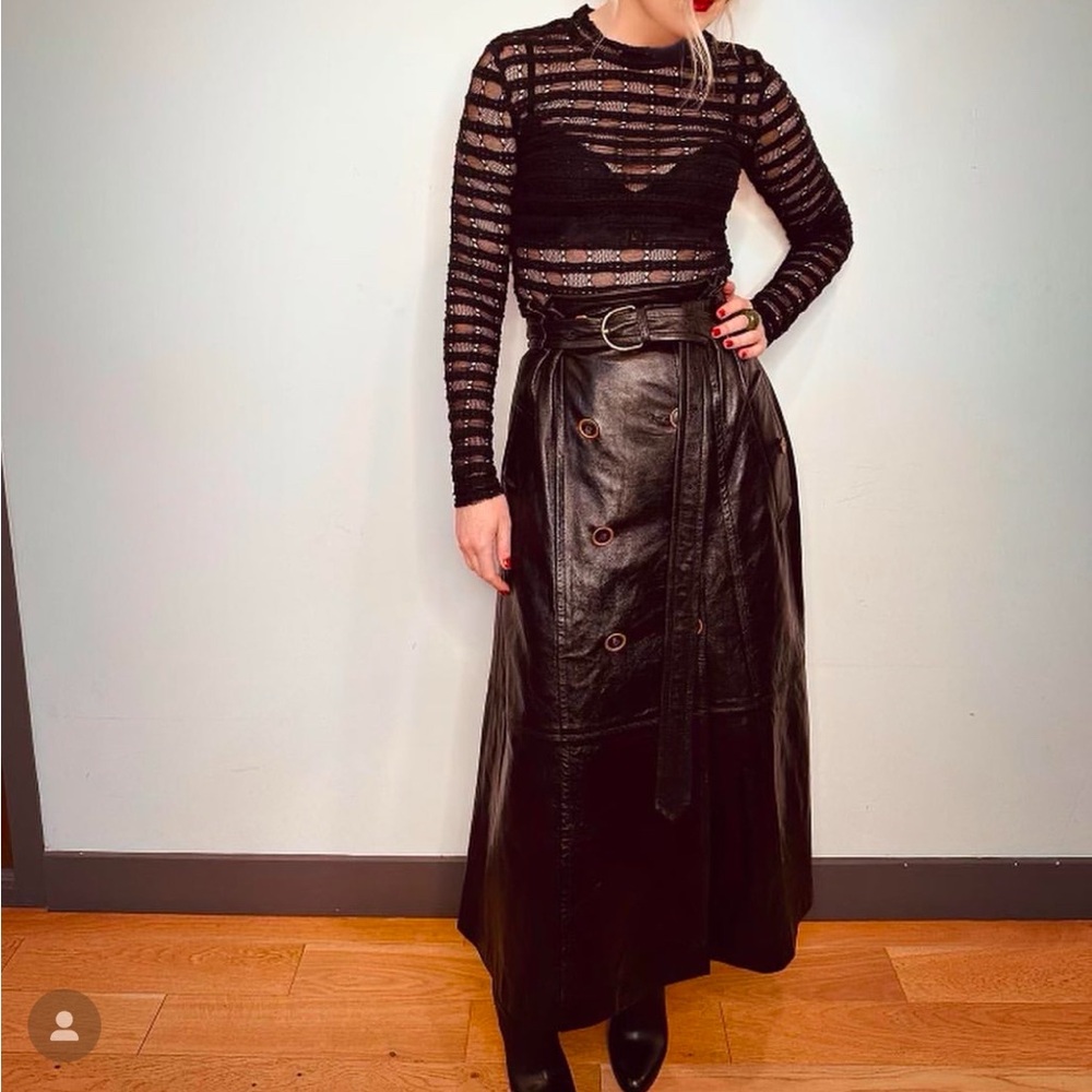 Ulla Johnson Black Leather Hudson Skirt